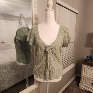Madden Girl Sage Green Lace Blouse